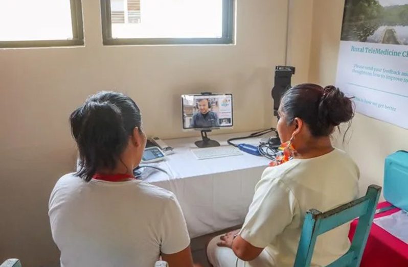 Telemedicine being used at one of the health centres in the hinterland regions