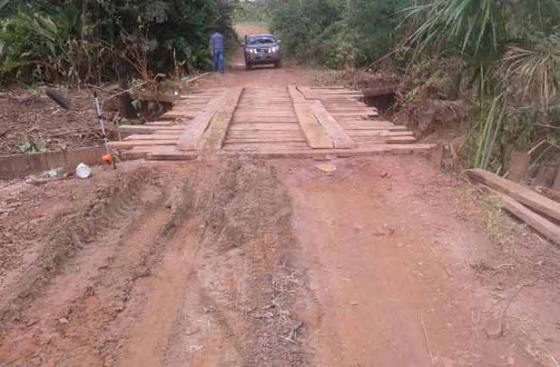 The temporary bridge at Yamatwao , South Rupununi, Region Nine.