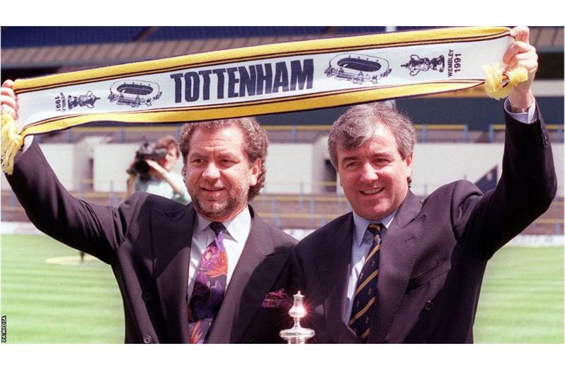 Terry Venables with Tottenham chairman Alan Sugar in 1991.