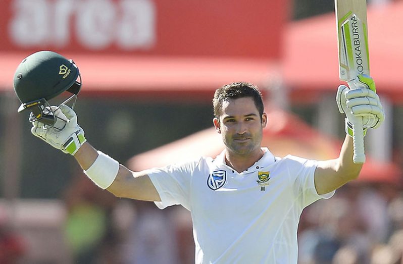 Dean Elgar celebrates his 11th Test century on the first day in Cape Town. (Getty Images)