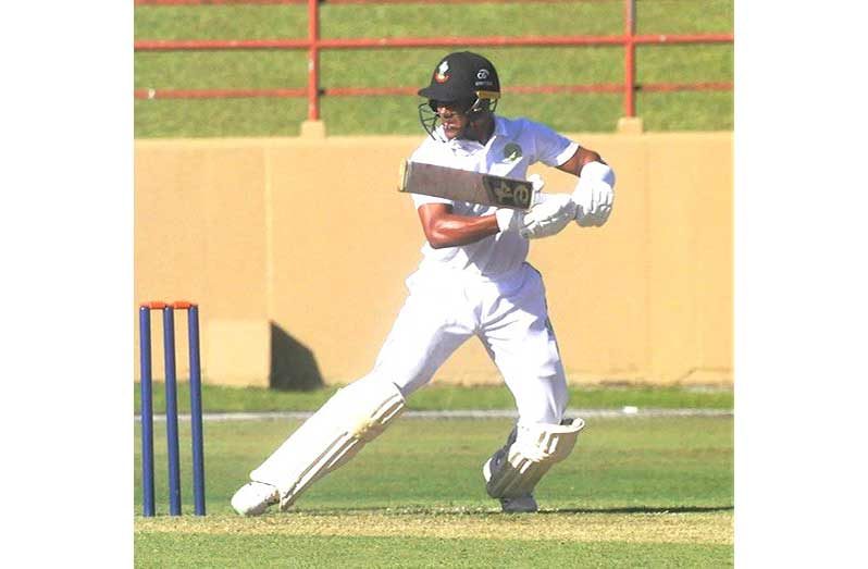 Tevin Imlach cuts during his century at Providence Stadium