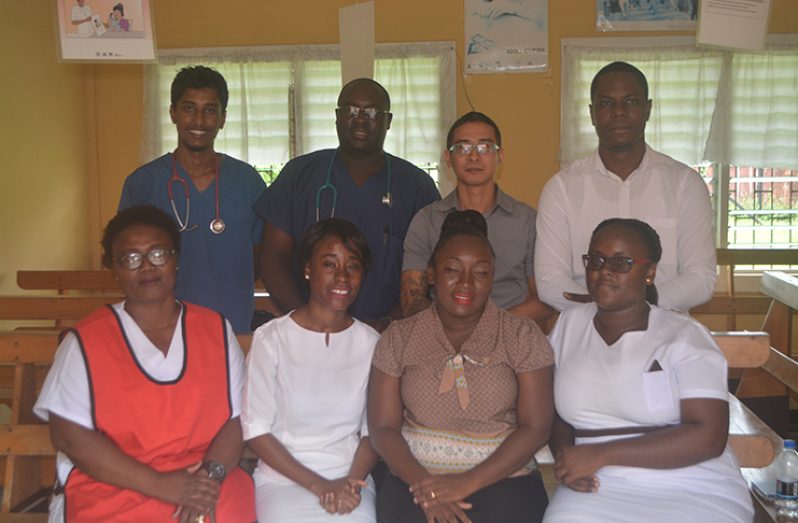The DFC team at the Lusignan Foot Centre: In back row from left, Dr Ramesh Rambharose, Dr Rhyan Hughes, Dr Liu and RHO Dr Quincy Jones