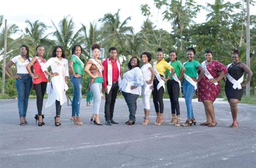 The 15 delegates with organisers of the pageant
