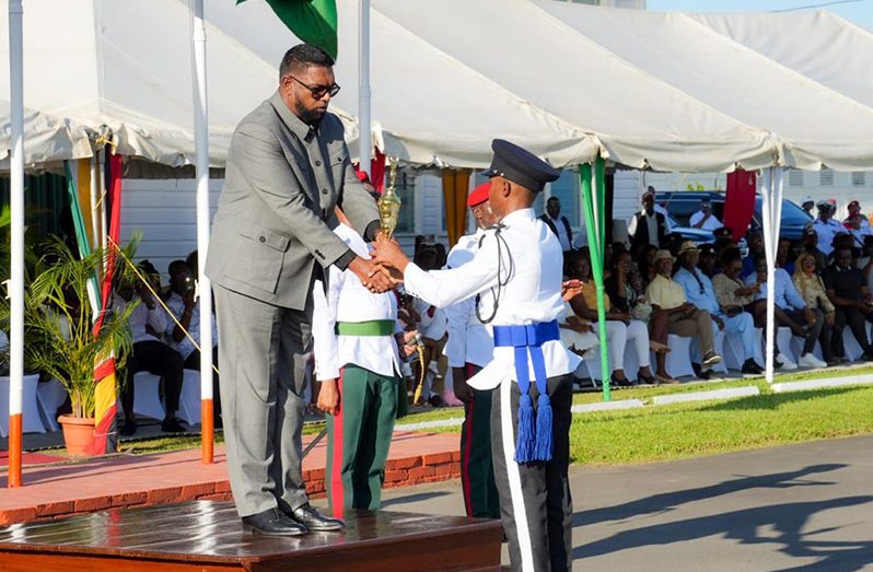 Prison Officer Thomas received his coveted Sword of Honour from Commander in Chief Dr. Irfaan Ali