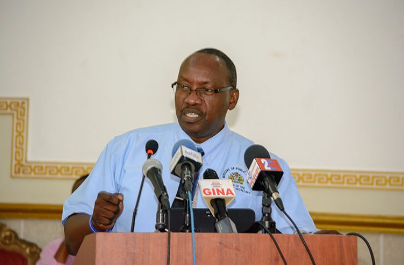 Career Public Servant Trevor Thomas, delivering his last speech as Permanent Secretary of the Public Health Ministry