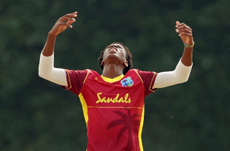 Guyana fast bowler Isaiah Thorne.