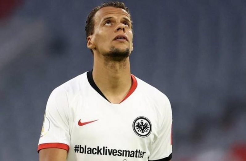 Eintracht Frankfurt's Timothy Chandler wears a shirt referencing the Black Lives Matter campaign. (Reuters)