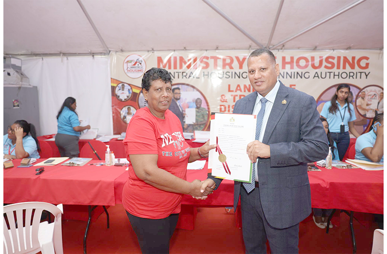 Over 350 persons on Friday uplifted their Certificates of Title at the Ministry of Housing, Central Housing and Planning Authority (CH&PA)’s Dream Realised Housing Drive held at the Guyana National Stadium as part of International Building Expo 2026
