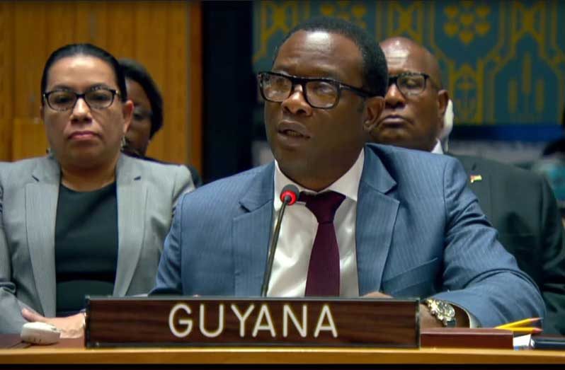 Guyana’s Minister of Foreign Affairs and International Cooperation Hugh Hilton Todd on Tuesday addressed the United Nations Security Council during a session focused on “The situation in the Middle East, including the Palestinian question