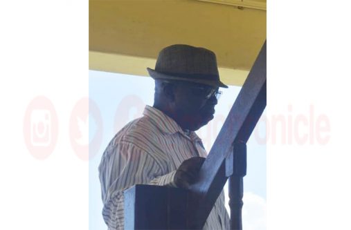 Deputy Superintendent of Police, Patrick Todd as he made his way to the Leonora Magistrate's Court on Tuesday. (Photo: Clestine Juan)