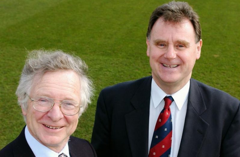Tony Lewis (right) and Frank Duckworth received their MBEs in 2010 for services to mathematics and cricket.