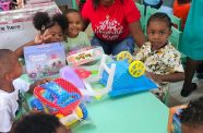 Team member Yvonne Vickerie and students at the Selma Fraser Nursery (photos compliments of Carolyn Caesar-Murray)