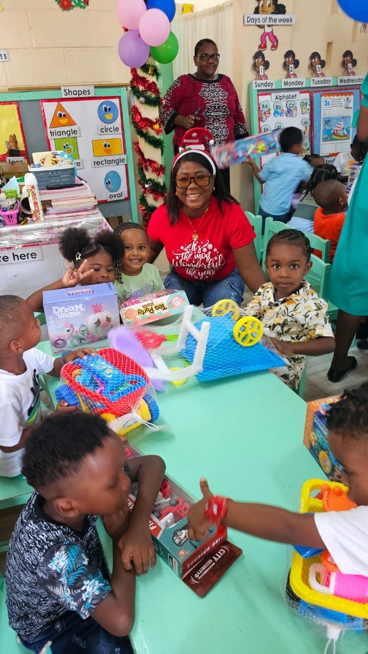 Team member Yvonne Vickerie and students at the Selma Fraser Nursery (photos compliments of Carolyn Caesar-Murray)