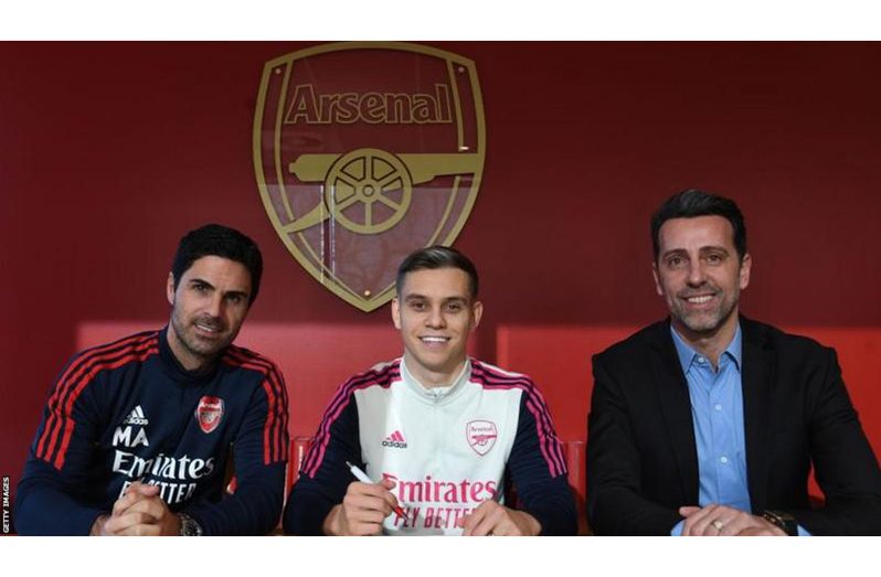 Leandro Trossard (centre) has scored seven goals so far this season