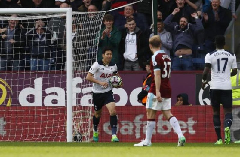 Tottenham's Son Heung-min celebrates scoring their second goal Action Images via Reuters / Jason Cairnduff Livepic