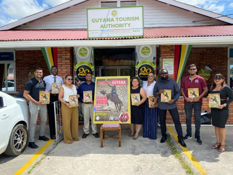 (From left) CMC Director Fiaz Yamin, GTA Project Development Officer Omari Joseph, Tourism Guyana Executive Host Tammy Quail, GTA Director Kamrul Baksh, GTA Product Development Manager Candace Phillips, CMC Director Lesa Fleming, Tourism Guyana Director Neilon Dias, CMC Director Heimant Ram and Melissa Ram