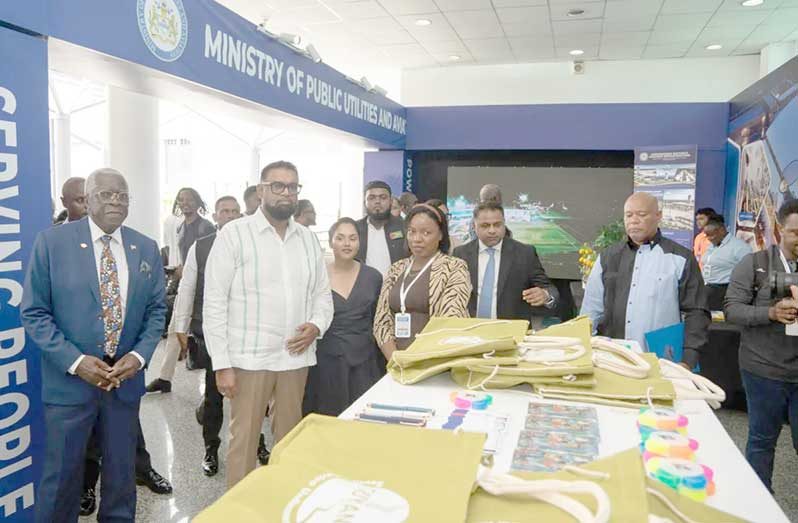 President Ali tours the conference at the Arthur Chung Conference Centre