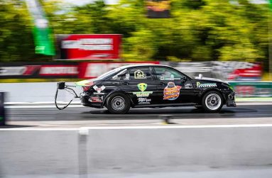 Caption Sahadeo Ramsewack piloted the fastest Toyota Verossa in a sub -Nine second time (Zeus Edwards photos)