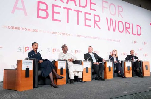 Minister of Tourism, Industry and Commerce, Oneidge Walrond, participated in two high-level panel discussions on day three of the WTO’s annual Public Forum in Geneva, Switzerland, on Thursday