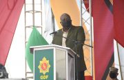 Prime Minister, Brigadier (ret’d) Mark Phillips delivering his feature address during the closing ceremony of ‘Exercise 
Tradewinds 2021’