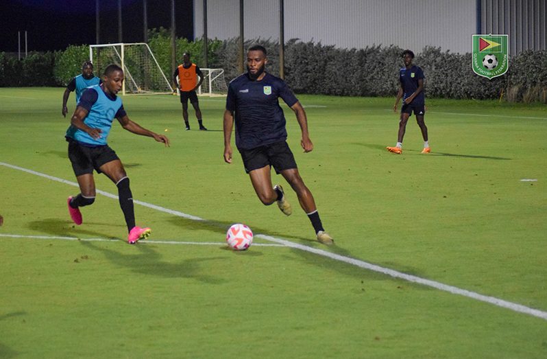 Guyana’s Golden Jaguars during a recent training match