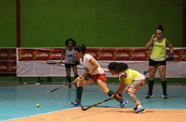 The women’s team in training