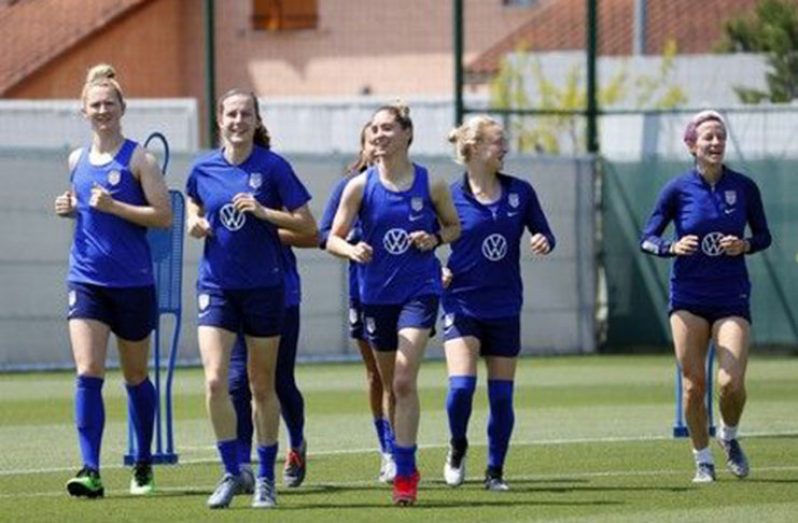 The United States players warm up during a Team USA training session in preparation for the FIFA Women's World Cup France 2019 at Lyon Training Center. (Mandatory Credit: Michael Chow-USA TODAY Sports)