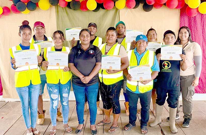 The successful Baramita residents who completed the Community Mines Ranger Training Programme conducted by the Guyana Mining School