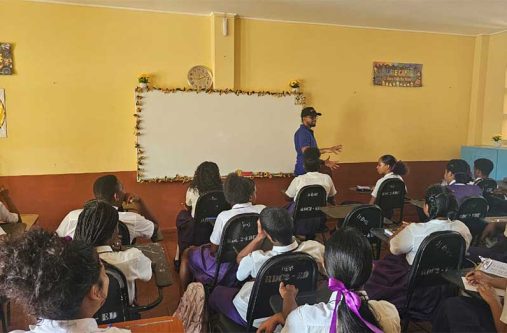 One of the many sensitisation sessions held with students