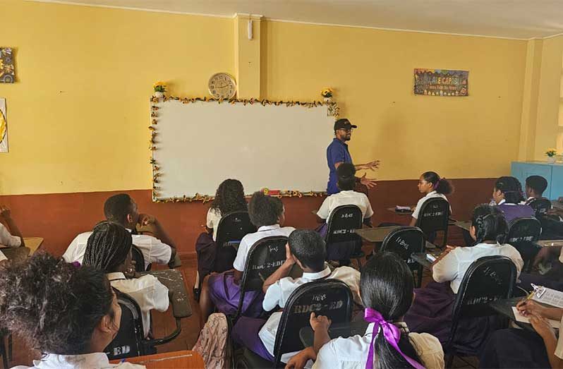 One of the many sensitisation sessions held with students