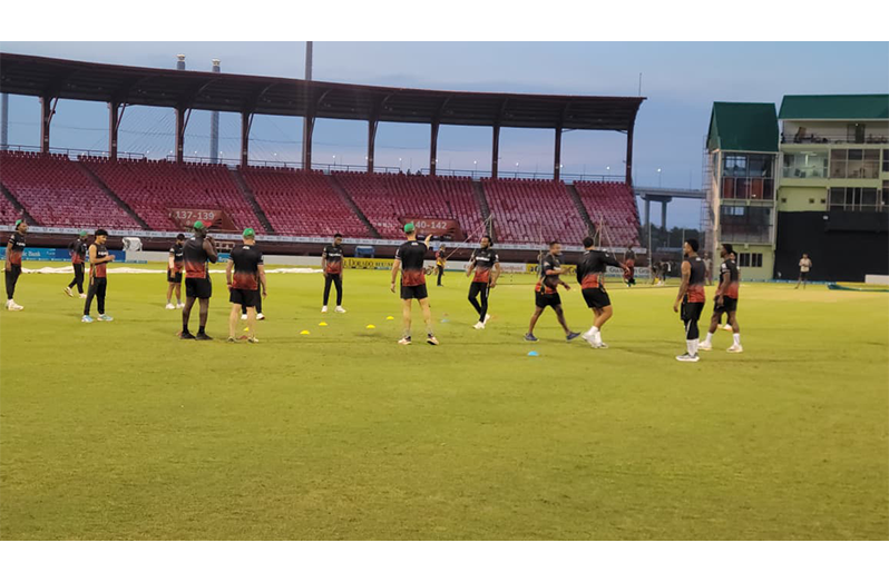 The Guyana Amazon Warriors going through their paces at providence
