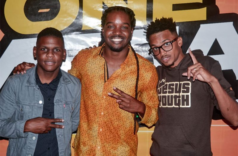 Trinidadian Gospel singers: From left are, Mark Isaacs; ‘Positive’, and Jaron Nurse