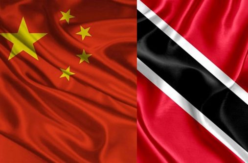Side by side: The national flags of the People's Republic of China and the Republic of Trinidad and Tobago