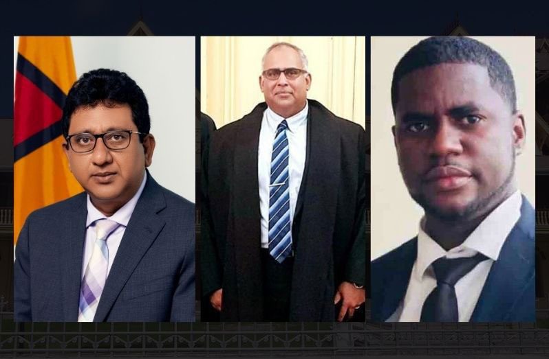 From left to right: Attorney-General and Minister of Legal Affairs Anil Nandlall, S.C.; Justice Sandil Kissoon, and GTU’s attorney, Darren Wade