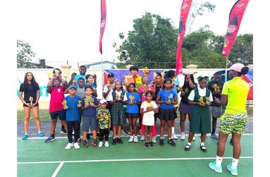 Participants proudly show off their trophies
