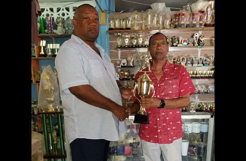 BCB president Hilbert Foster (left) and Trophy Stall Managing Director Ramesh Sunich during the recent launch