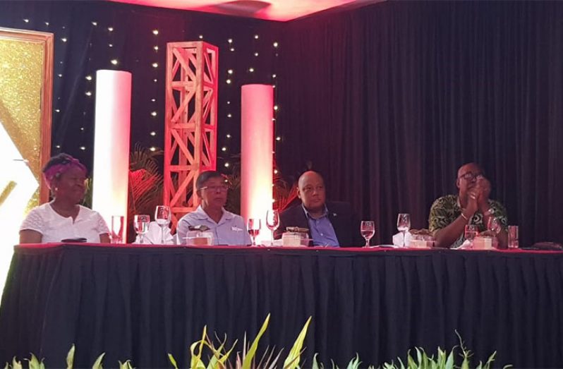 From Left - GGMC Deputy Commissioner, Ms. Dianne McDonald; GGMC Board Chairman, Mr. Stanley Ming; Minister of Natural Resources, Raphael Trotman and GGMC Commissioner, Mr.  Newell Dennisson (GGMC photo)