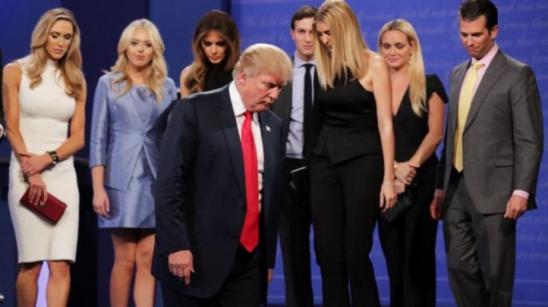Donald Trump was joined by his family after the debate ended