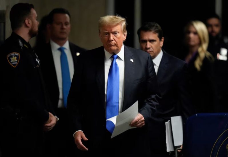 Former President Donald Trump arrives at Manhattan Criminal Court, Thursday, May 30, 2024, in New York. Seth Wenig/Pool via REUTERS