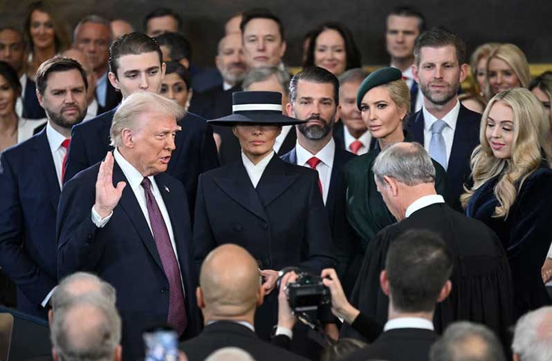 Donald Trump is sworn in as the 47th US President in the US Capitol Rotunda in Washington, DC, on January 20, 2025 (SAUL LOEB/Pool via REUTERS)