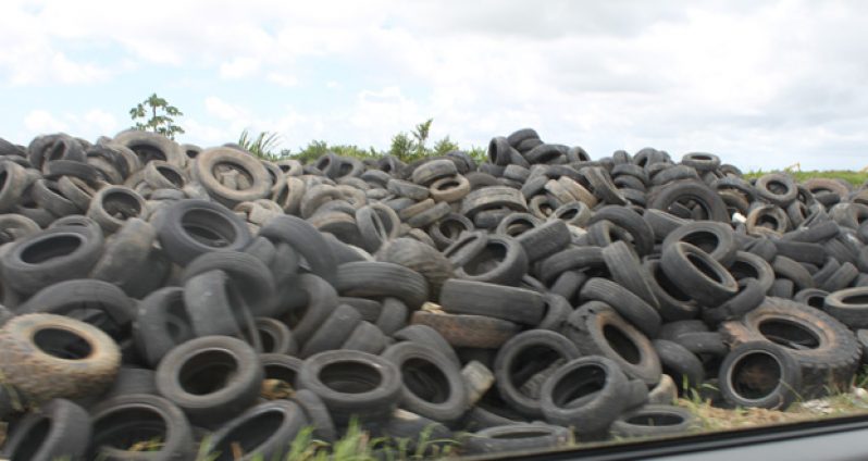 Defective tyres that were dumped