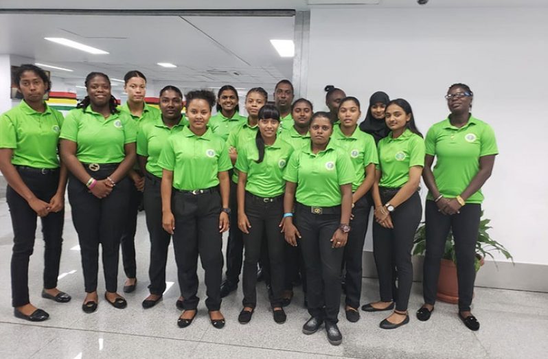 The Guyana National U-19 female team which will be competing in Trinidad and Tobago at the Regional Invitational tournament.