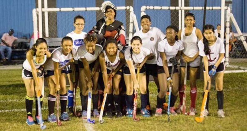 The National Under-19 Female Squad strike a pose before taking the field for their first match against Old Fort.