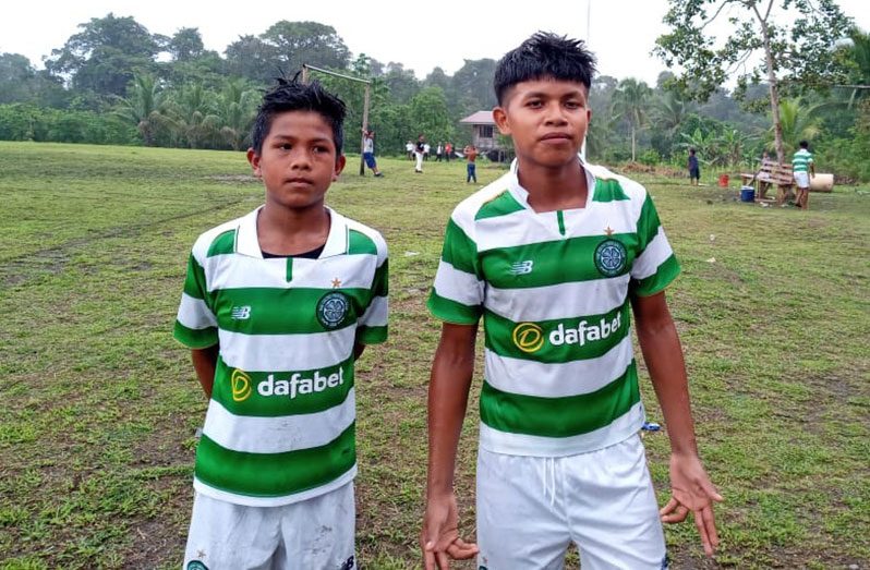 Sebai U15 footballers Keon Beharry (right) and Worrell Benjamin Jr scored a goal apiece in the Father’s Day clash.
