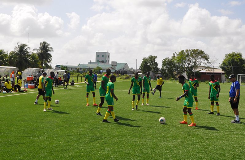 The National U-20 team in training at the GFF National Training Facility.