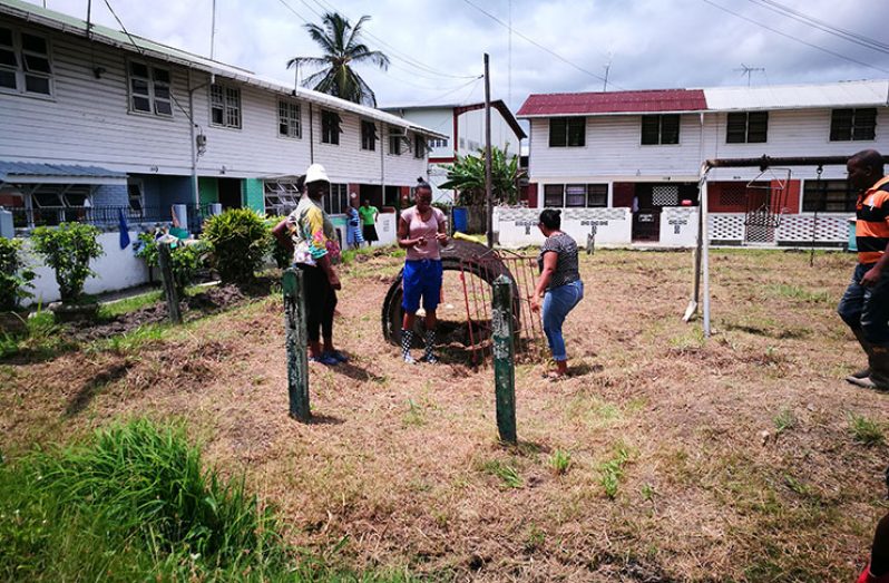 Students and lecturers of the University of Guyana began rehabilitation work on the Shirley Field-Ridley Square playground on Friday
