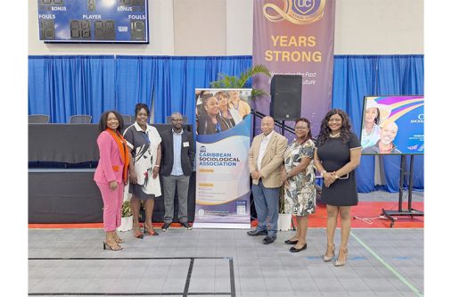 Newly-appointed Executive Members of the Caribbean Sociological Association (CASA). From left to right: Ms. Toni-Marie Cornwall, Public Relations Officer; Dr. Stephanie Fullerton-Cooper, Vice President; Dr. Duane Edwards, President; Professor Livingston Smith, Immediate Past President; Ms. Dionne Frank, Secretary; and Ms. Rashalee Mitchell, Treasurer