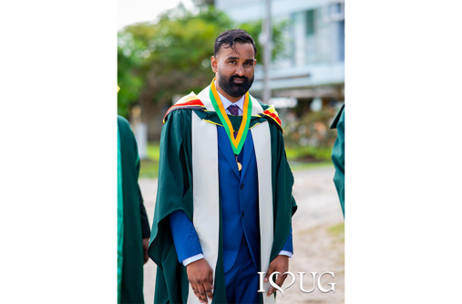 Valedictorian Daniel Persaud is the President’s Medal recipient and Faculty of Engineering graduate (University of Guyana photo)