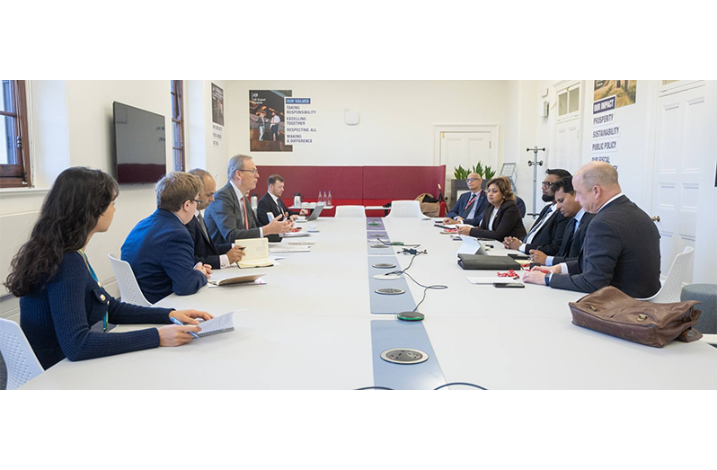 President Dr Irfaan Ali meets with UK Export Finance (UKEF) CEO, Tim Reid, on Wednesday, to discuss potential collaboration on major infrastructural projects aligned with Guyana’s development agenda