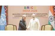 UN Secretary-General António Guterres meets Indian Prime Minister Narendra Modi on the sidelines of the 18th BRICS Summit in New Delhi (Press Information Bureau, Government of India)